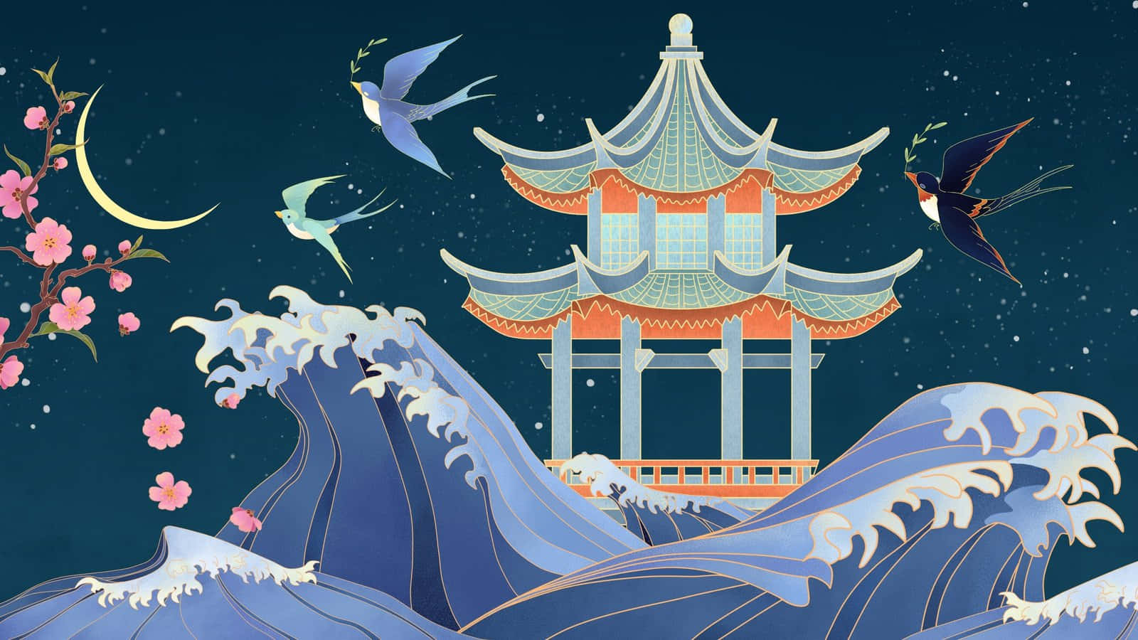 蓝色动漫日本经典艺术 Hình nền
