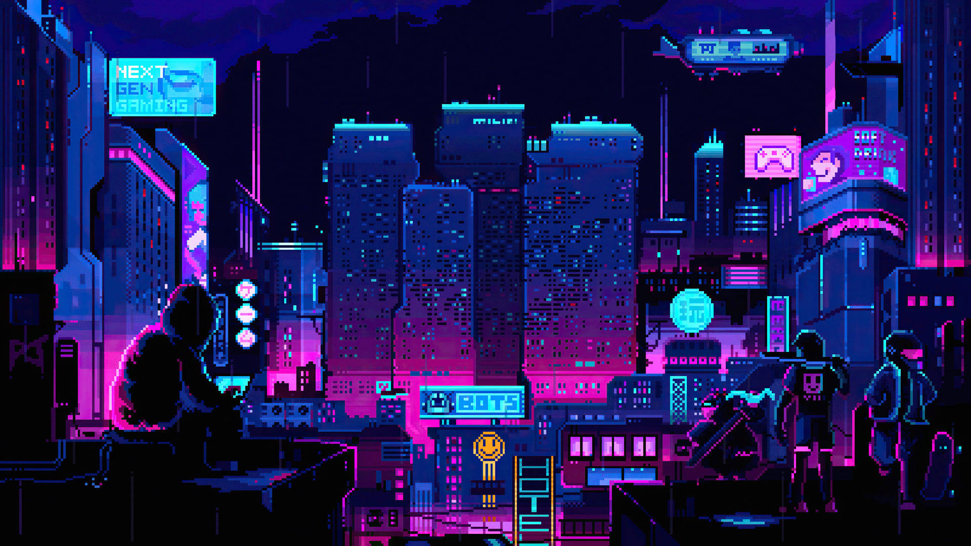 1920 X 1080 Gaming Thành Phố Cyberpunk Hình nền