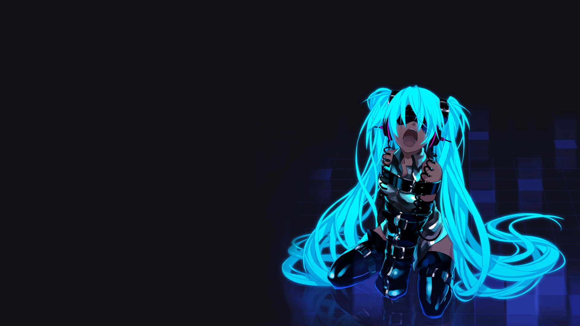 1920x1080 Anime Hatsune Miku Xanh Phát Quang — Xanh dương thẩm mỹ GIF Hình nền