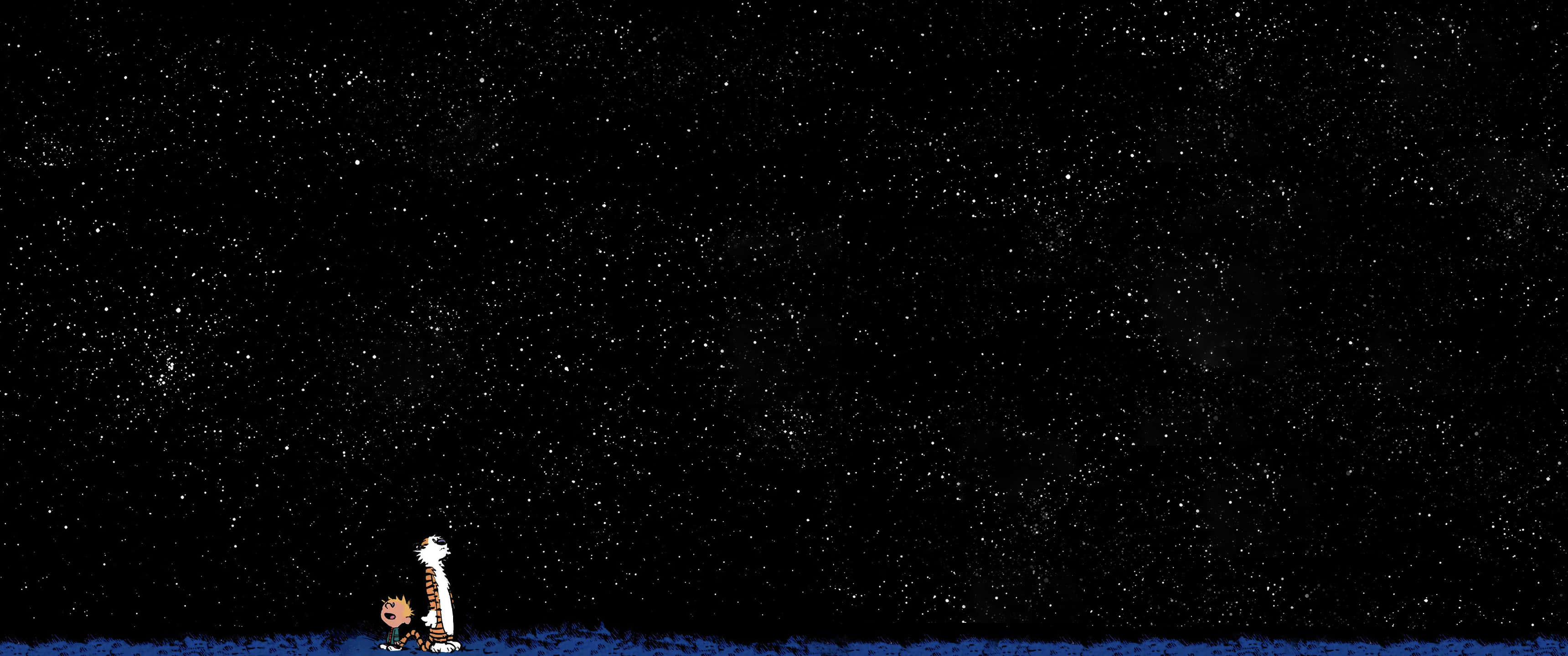 3440x1440 Không Gian Với Calvin Và Hobbes Hình nền