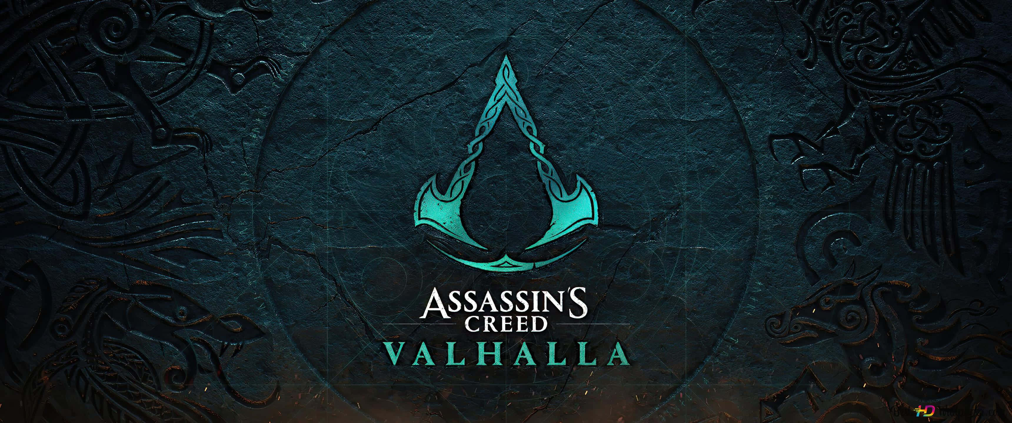 3440x1440p Assassin's Creed Odyssey Nền Assassins' Creed Valhalla Logo Xanh Hình nền