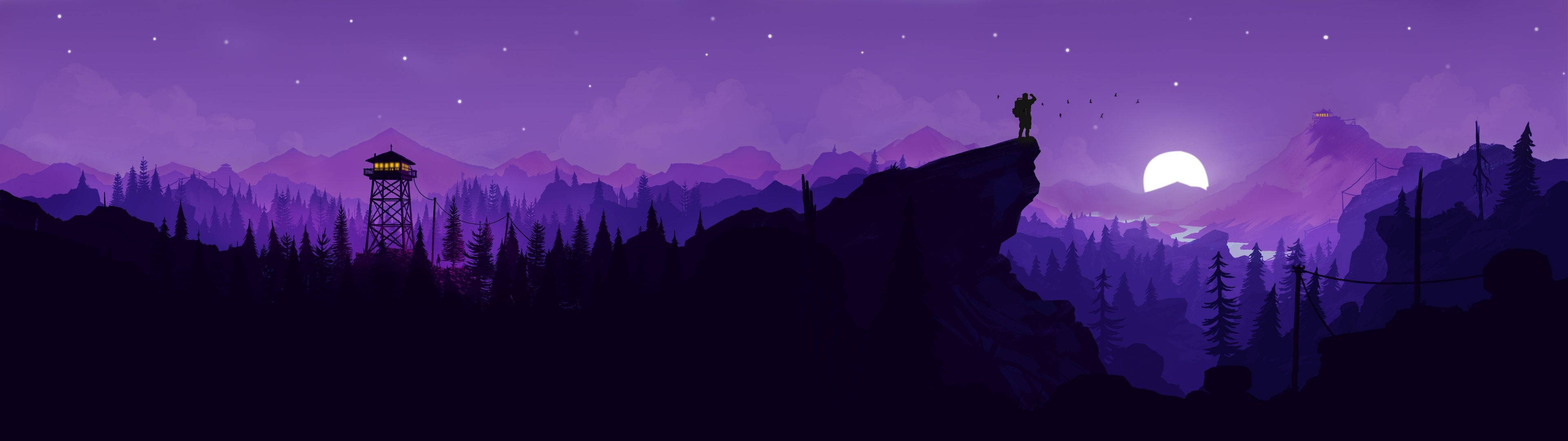 3840x1080 4K Núi Tím Hình nền