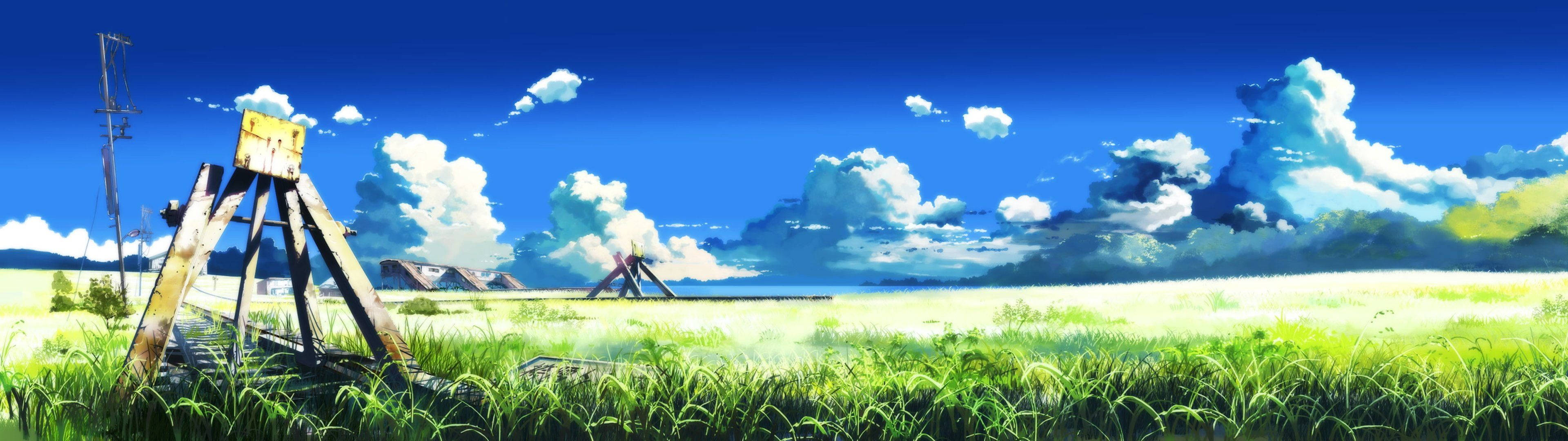 3840x1080 4K Đường Sắt Nông Thôn Hình nền