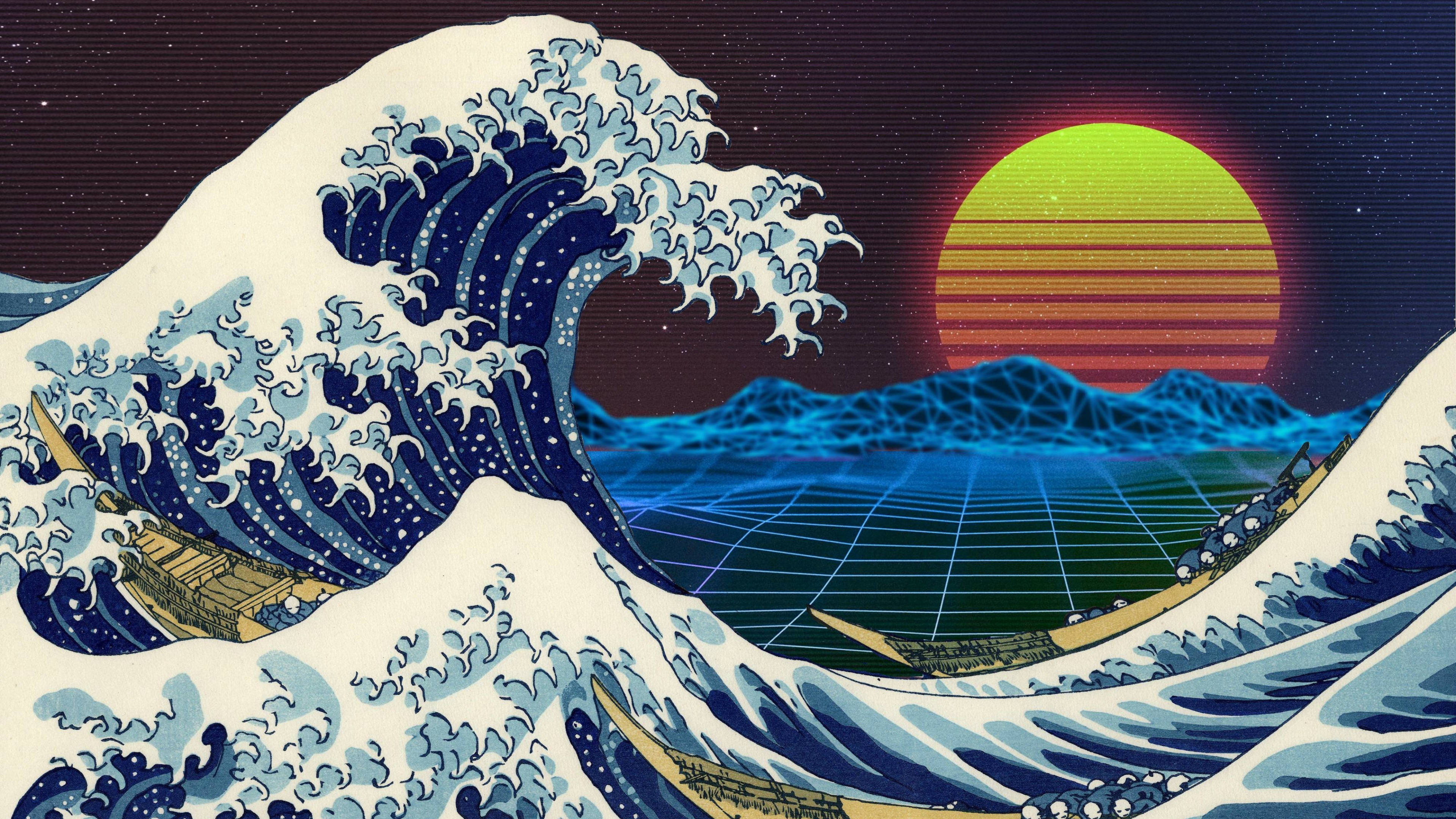 3840x2160 Màn Hình Retro Sóng Lớn Hình nền