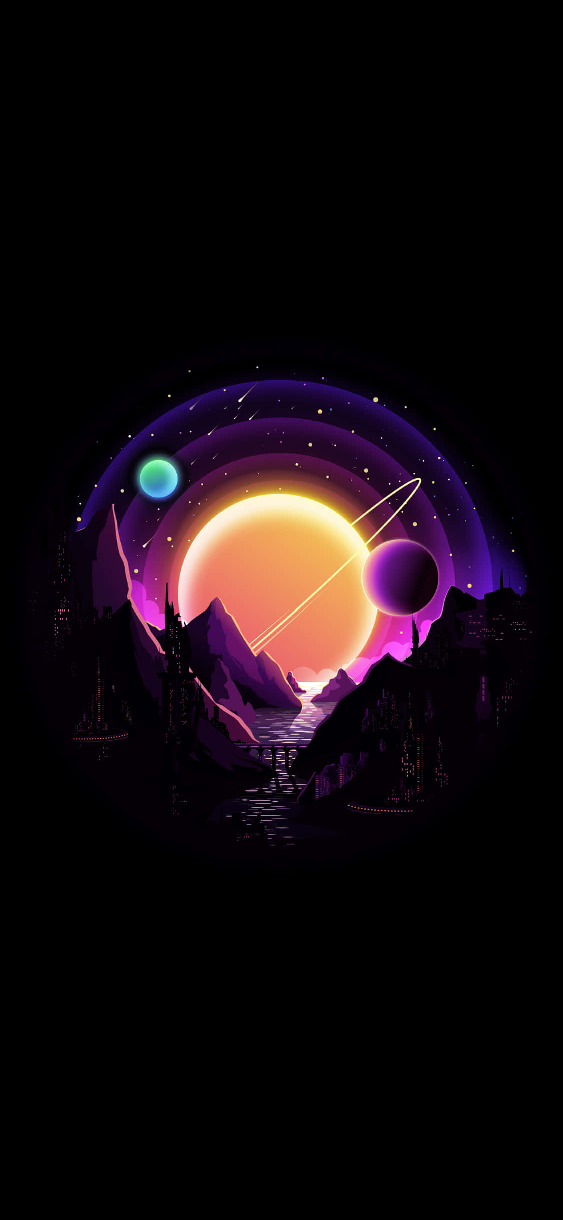 4K AMOLED Background Planets Orbiting Hình nền