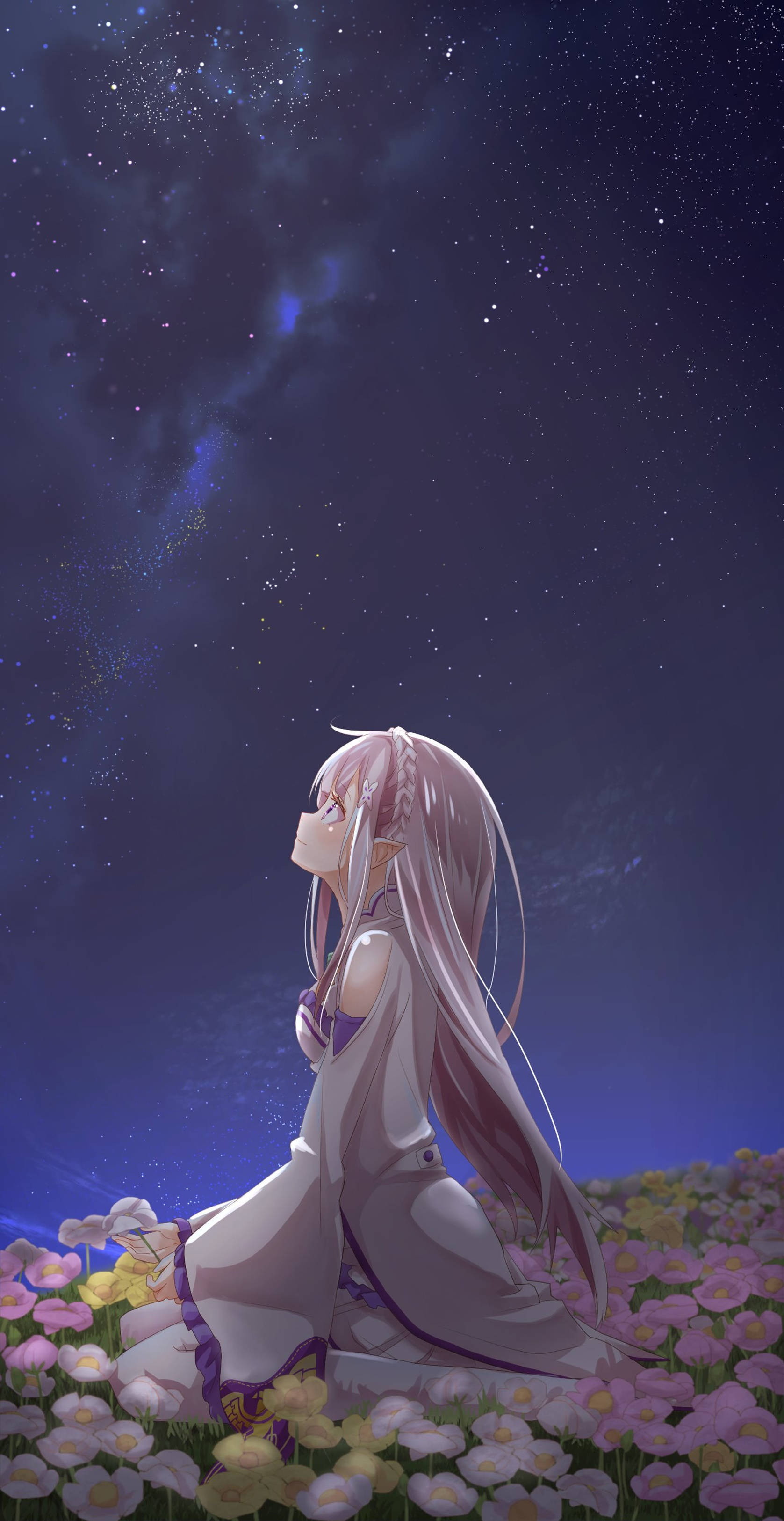 4K Anime iPhone Cô Gái Trong Vườn Hoa Hình nền