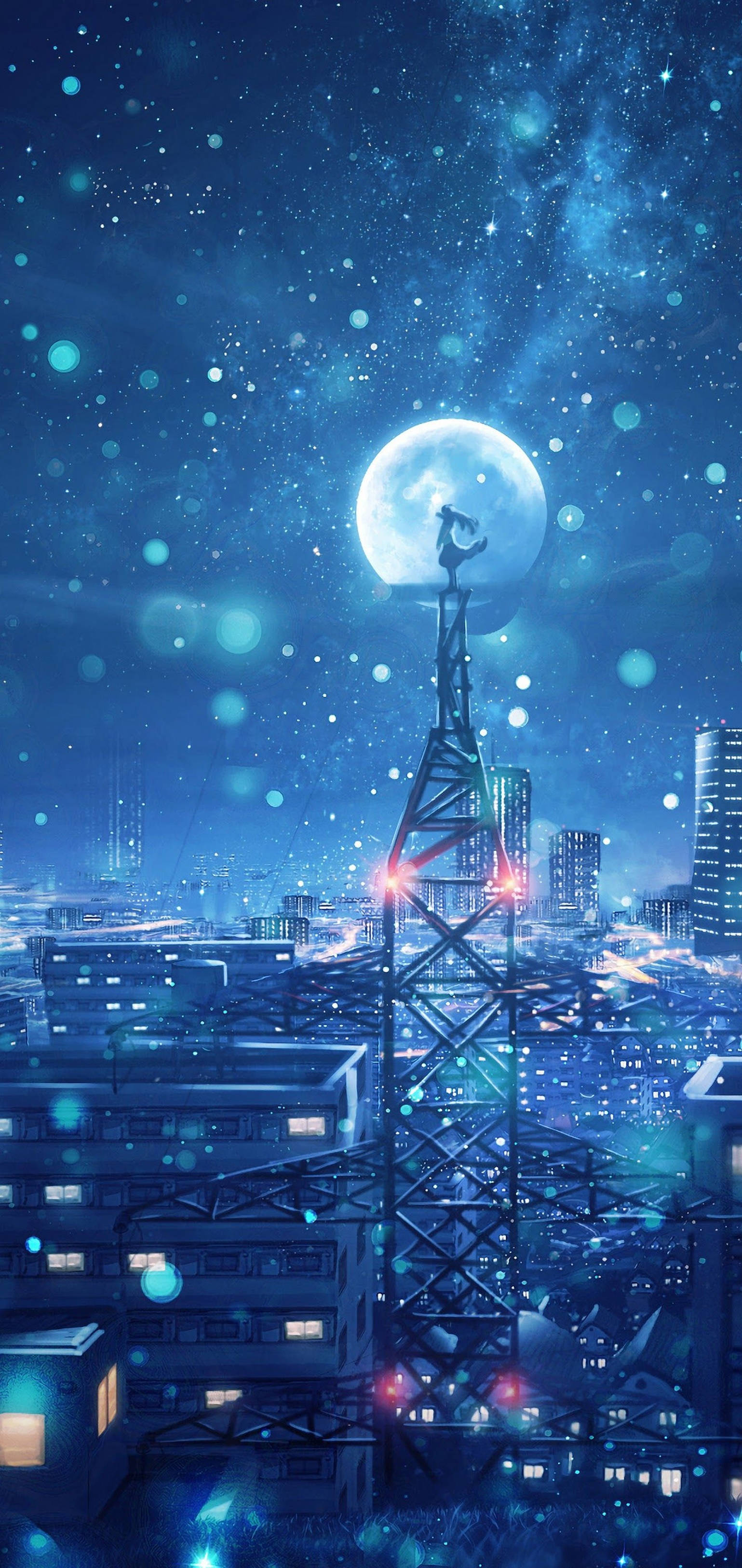 4K Anime iPhone Đêm Trăng Huyền Ảo Hình nền