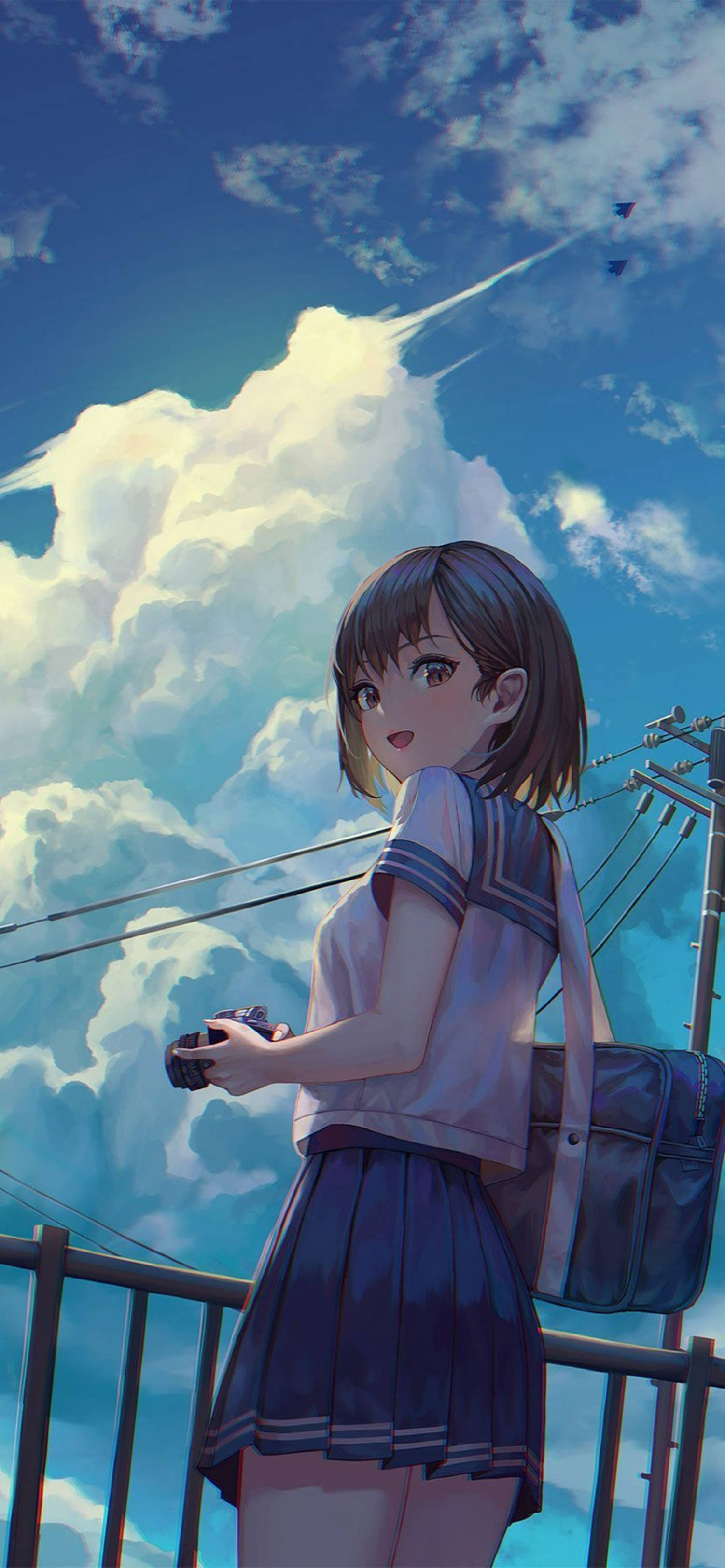 4K Anime iPhone Cô Gái Học Sinh Dễ Thương Hình nền