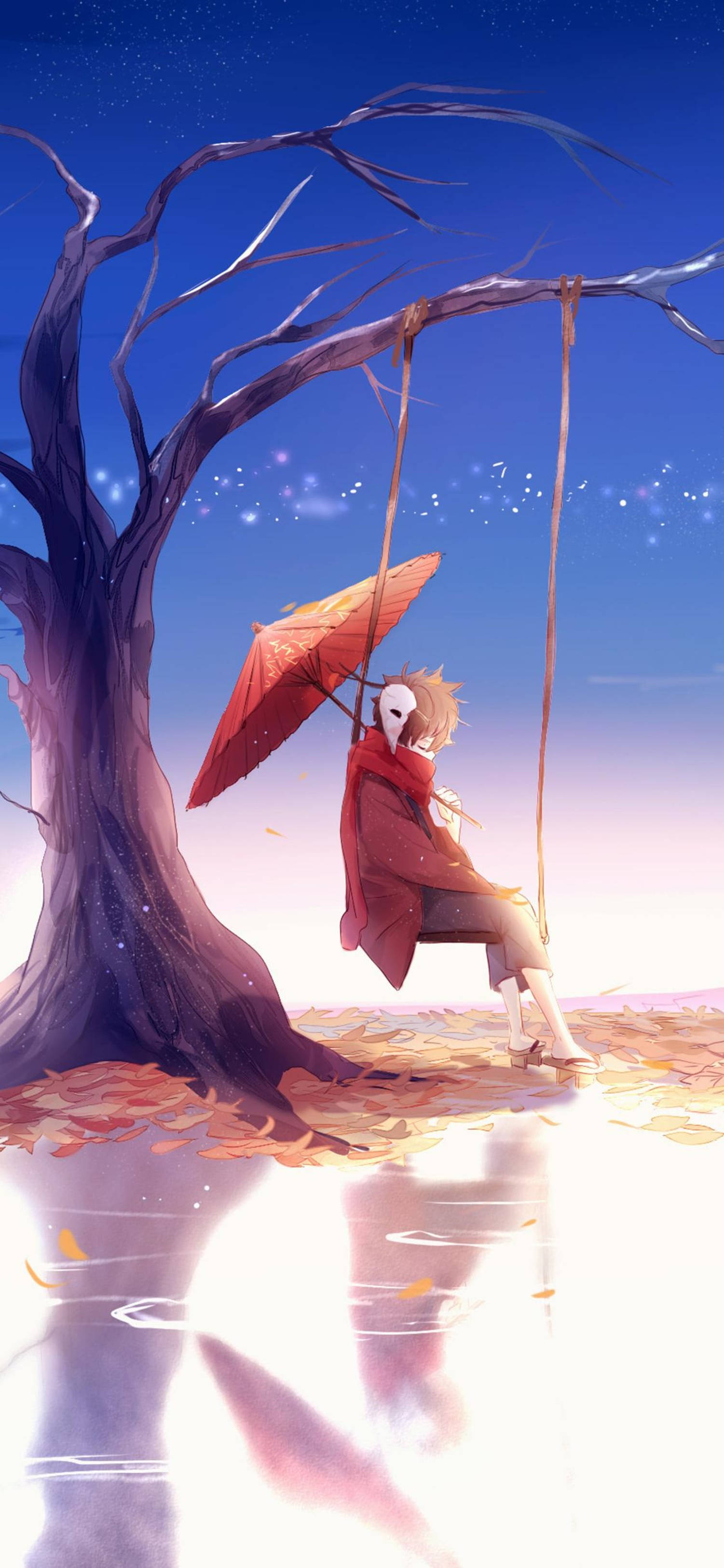 4K Anime iPhone Cậu Bé Đu Cầm Ô Hình nền