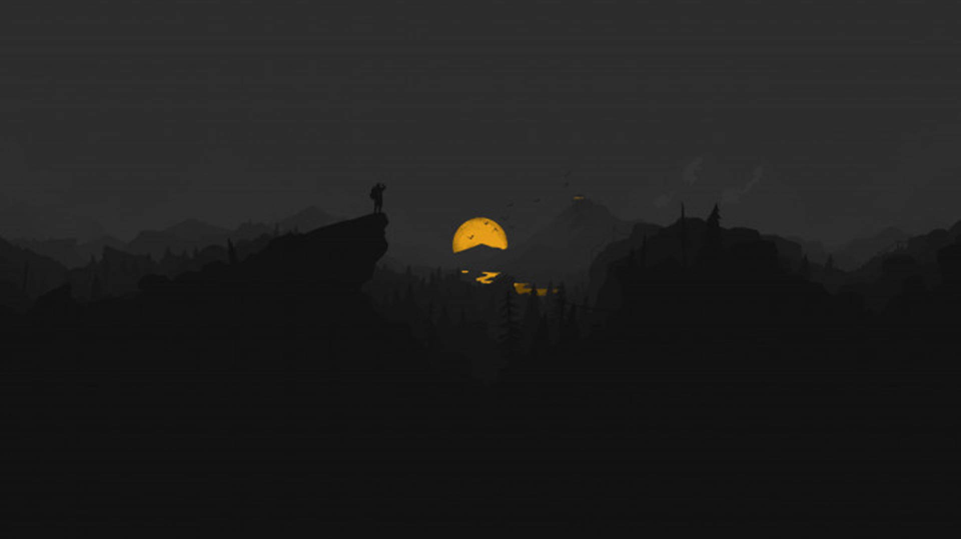 4K Firewatch Mặt Trăng Vàng Trên Dòng Sông