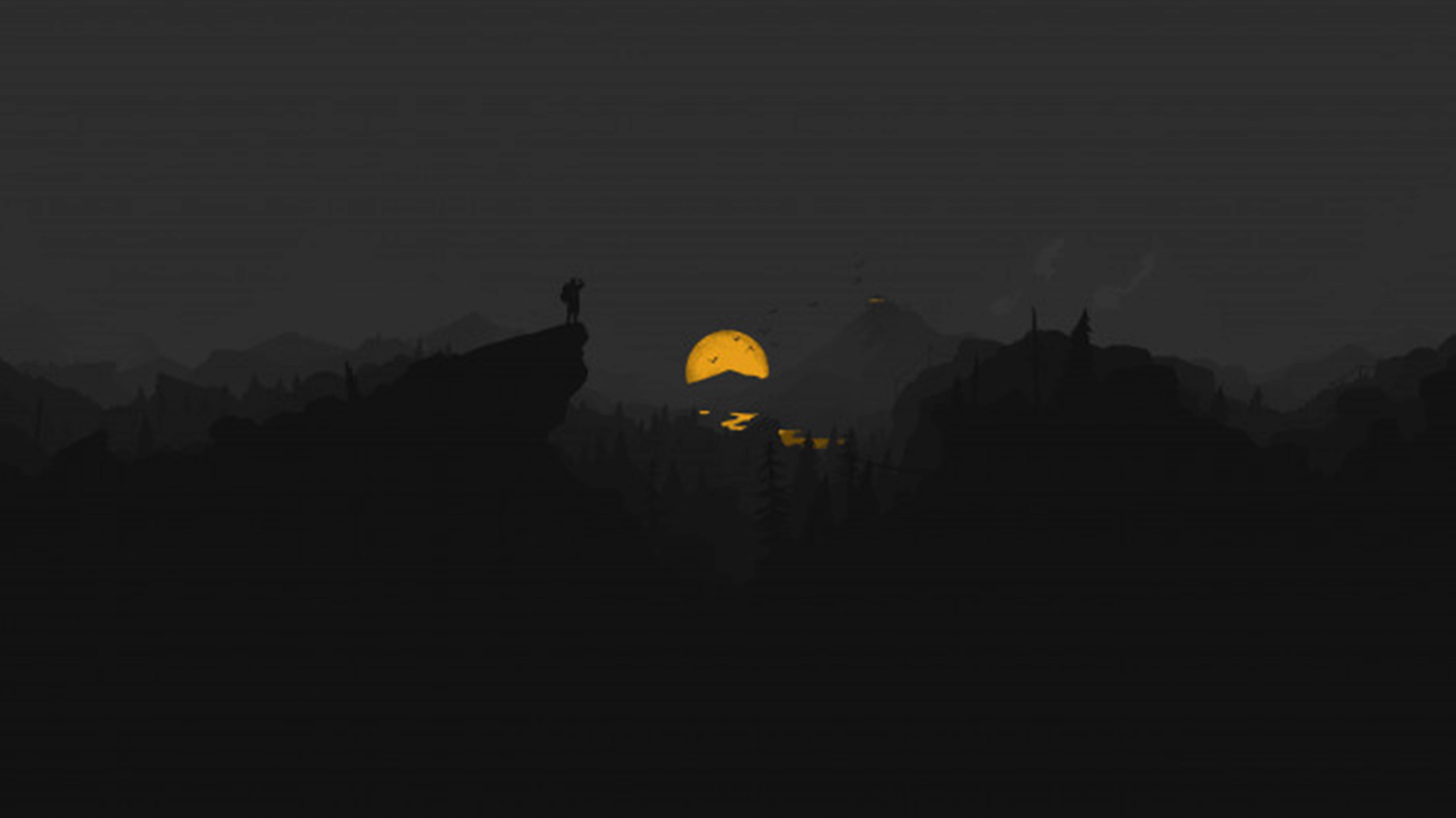 4K Firewatch Mặt Trăng Vàng Trên Dòng Sông Hình nền