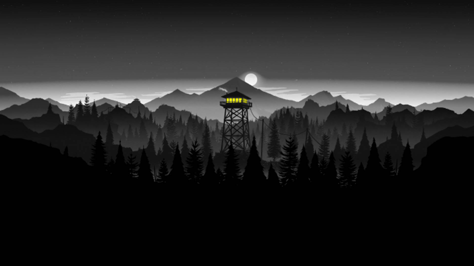 4K Firewatch Núi Đen Và Rừng Hình nền
