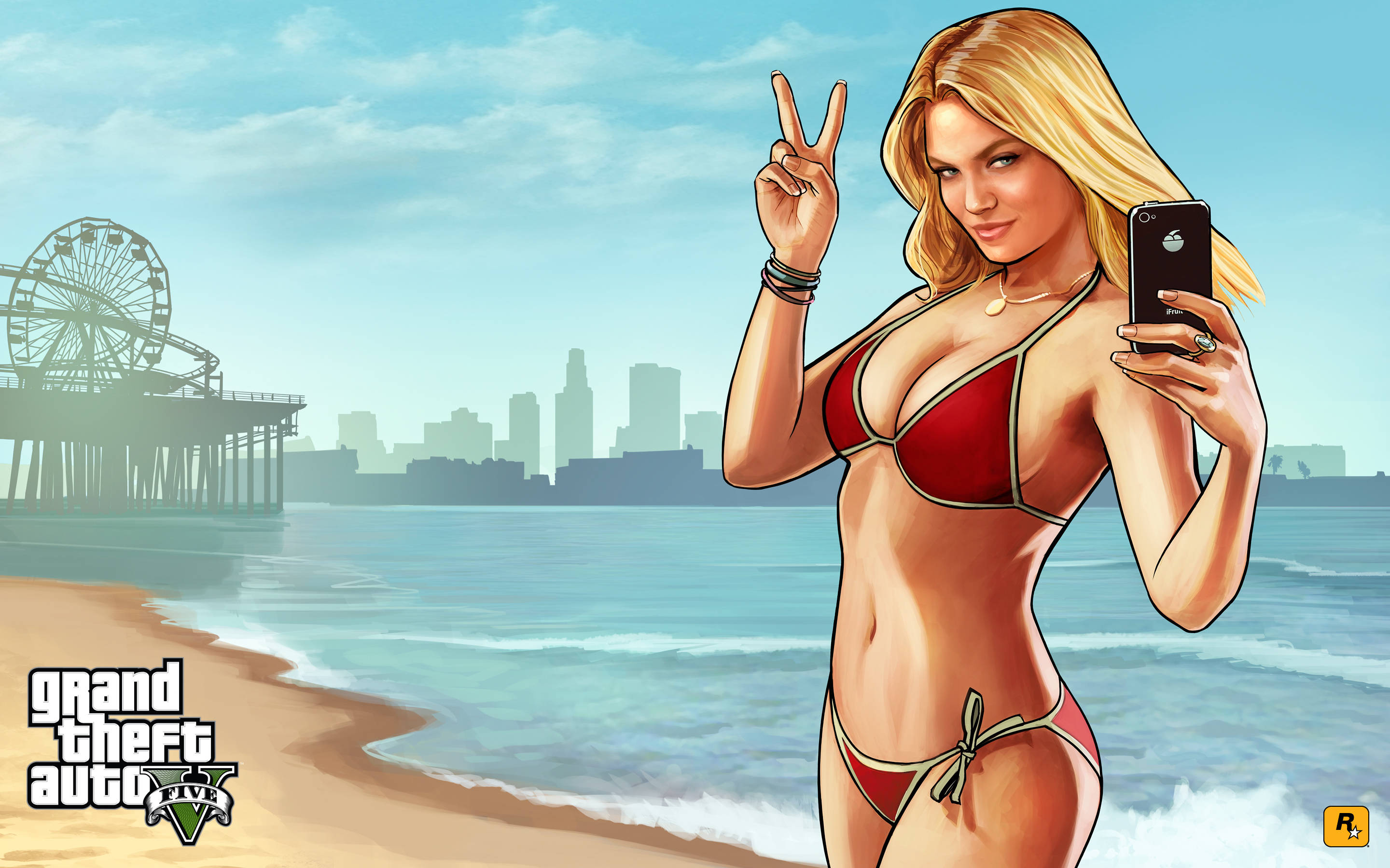 4K GTA 5 Cô Gái Mặc Bikini Trên Bãi Biển Hình nền