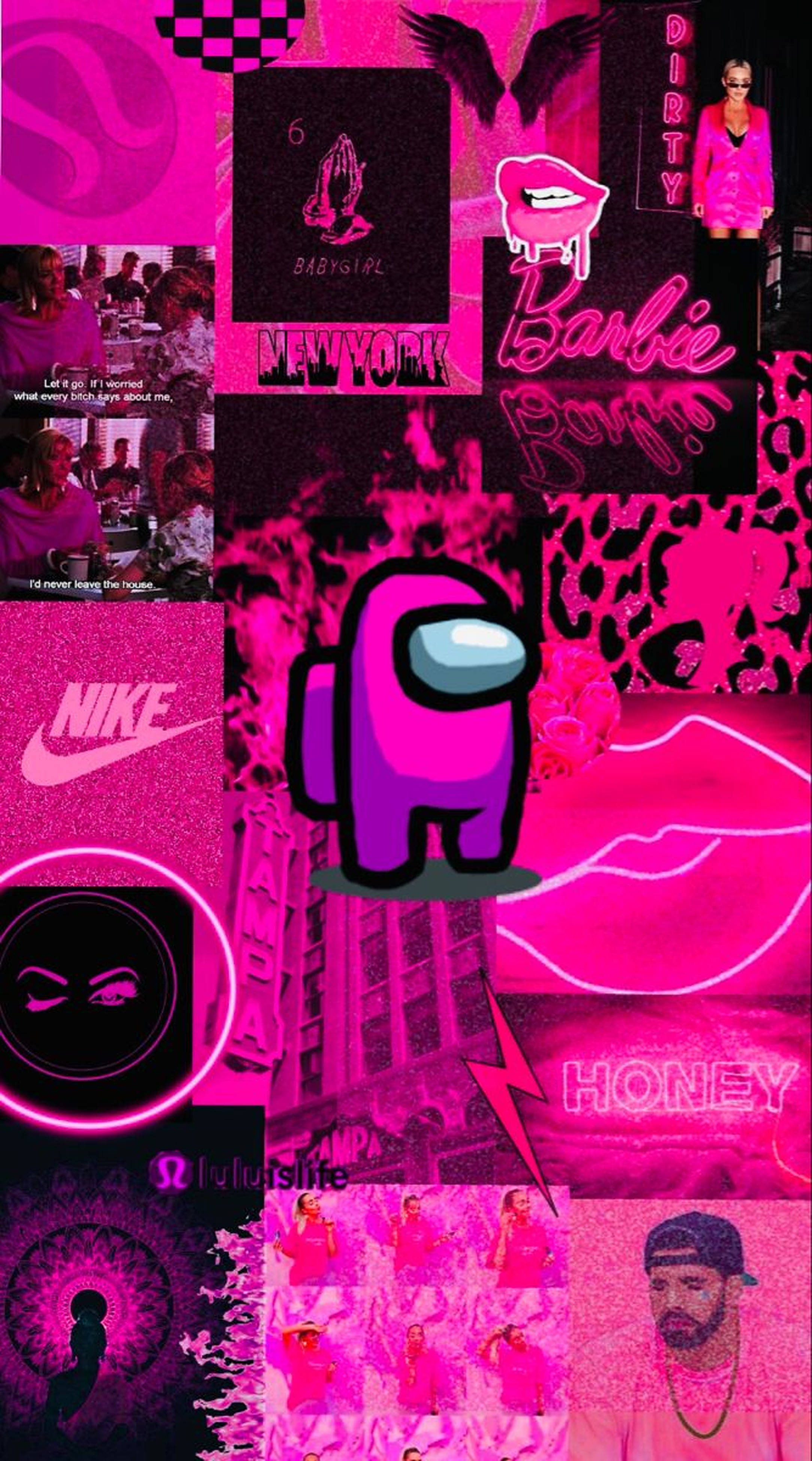 Aesthetic Among US Hồng Neon Tường Hình nền