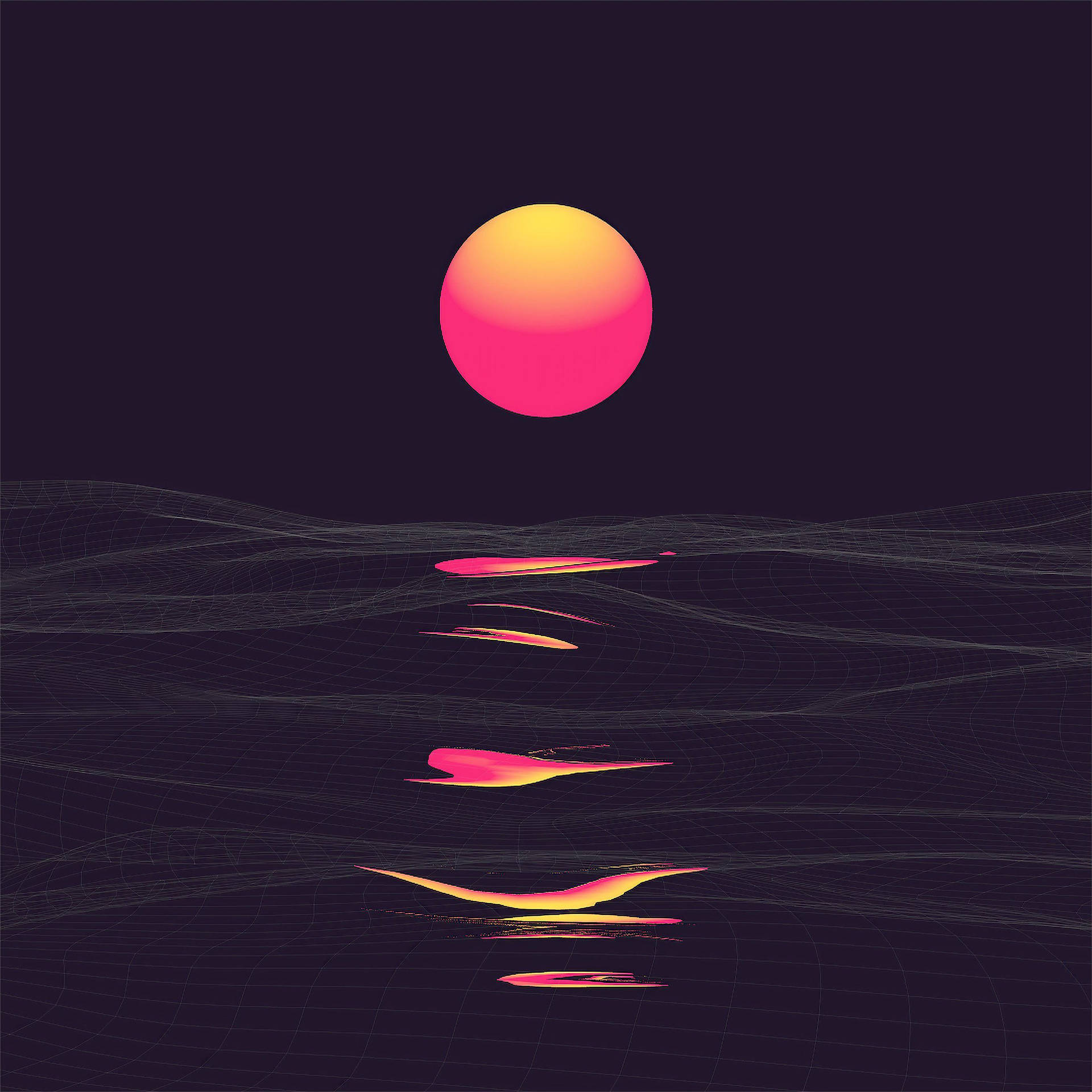 Hình nền iPad thẩm mỹ vaporwave hoàng hôn