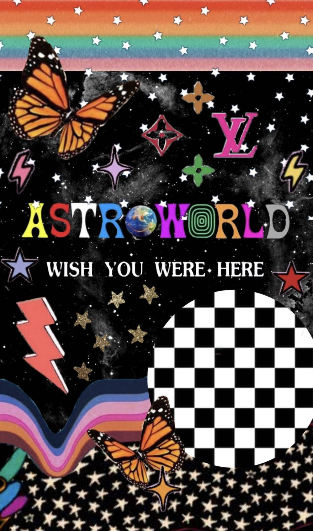 Aesthetic Trippy Astroworld Travis Scott Bướm Hình nền