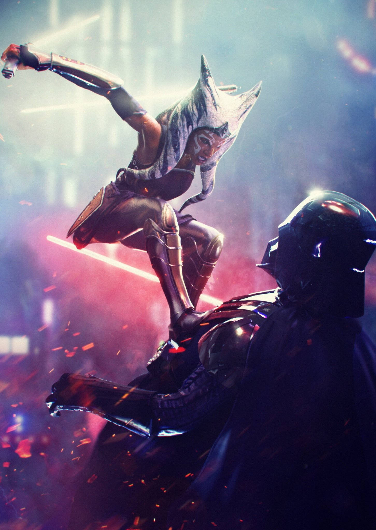 Ahsoka Tano lao vào kẻ thù Hình nền