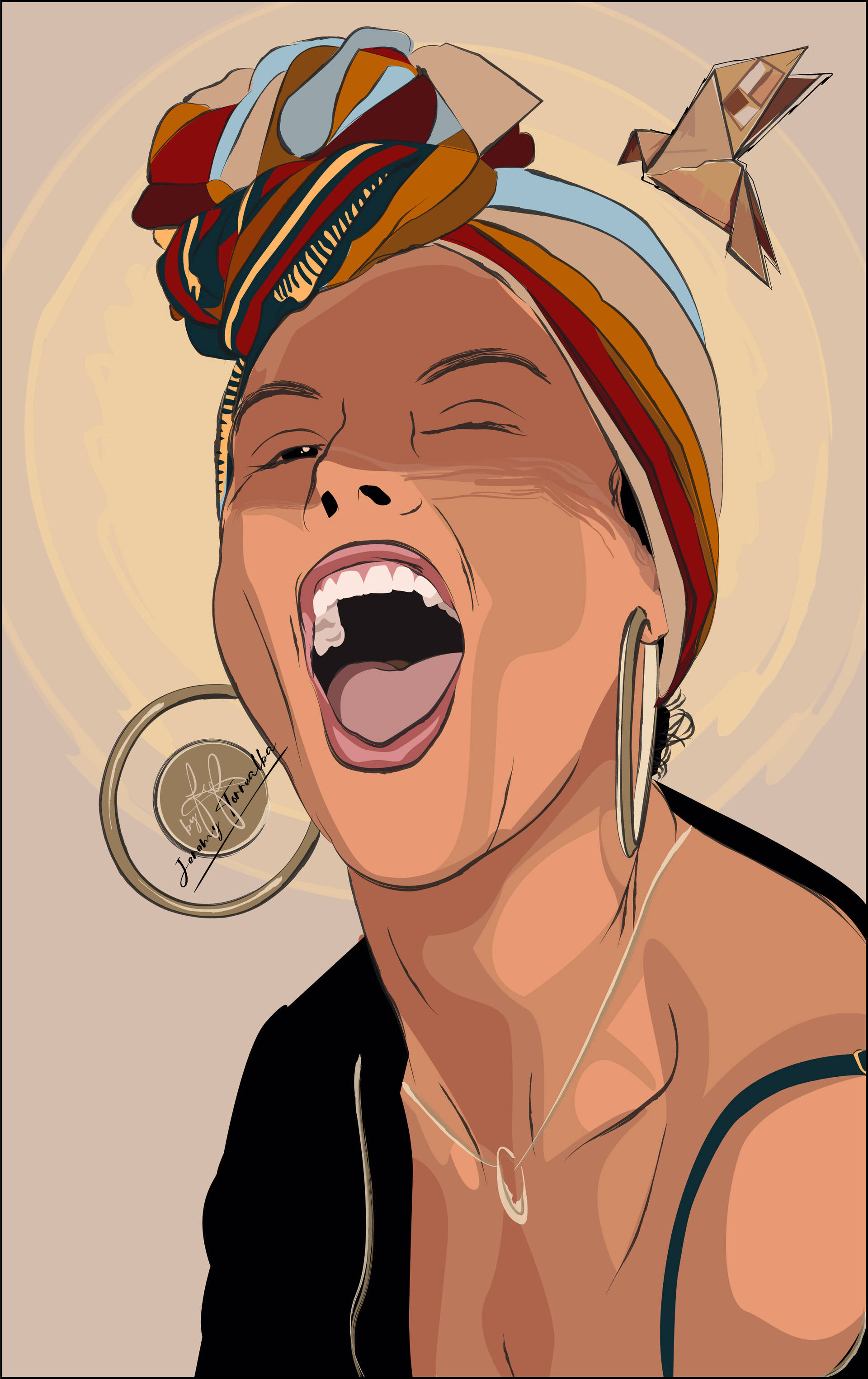 Alicia Keys Minh Họa Kỹ Thuật Số Hình nền