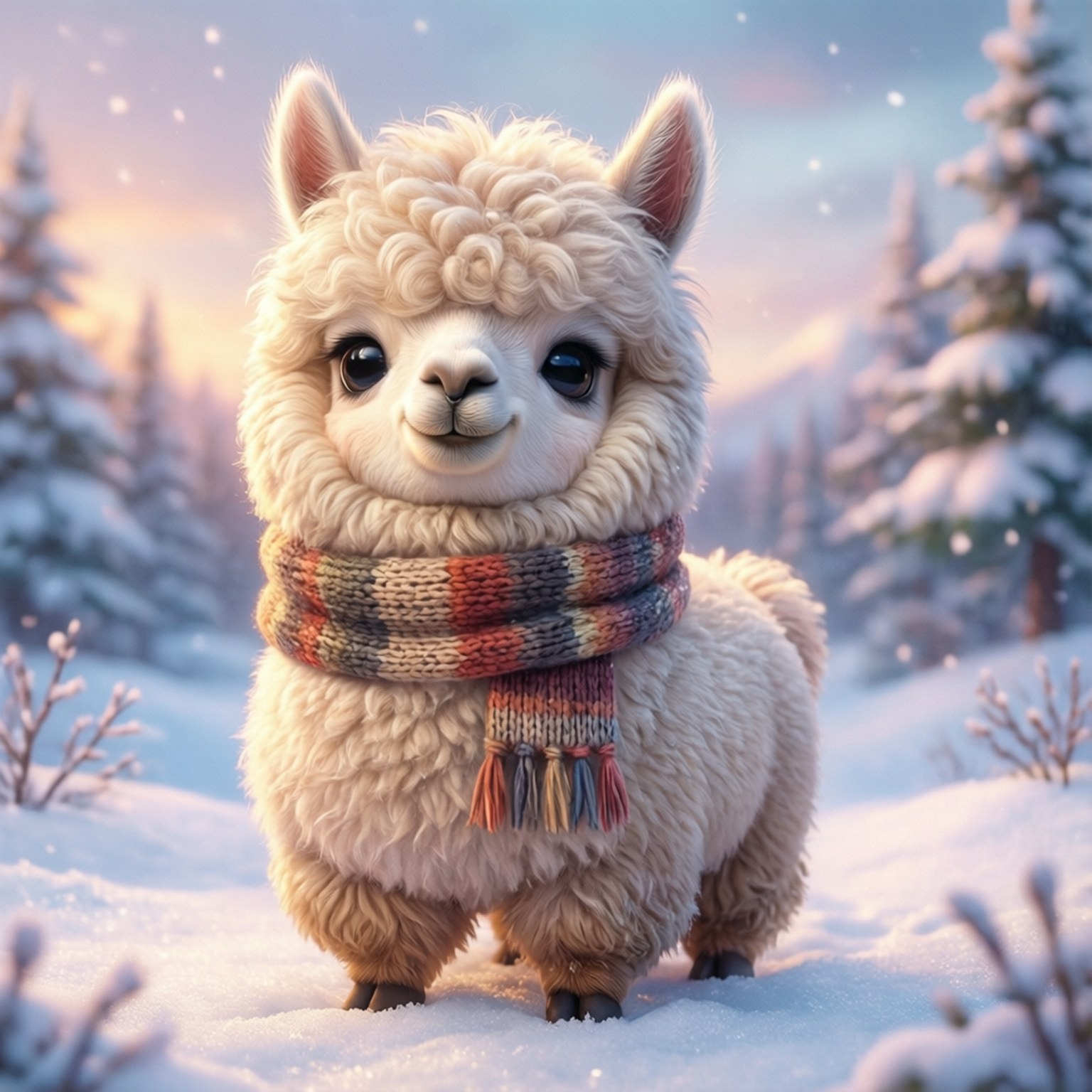 Alpaca Dễ Thương Trong Tuyết Hình nền