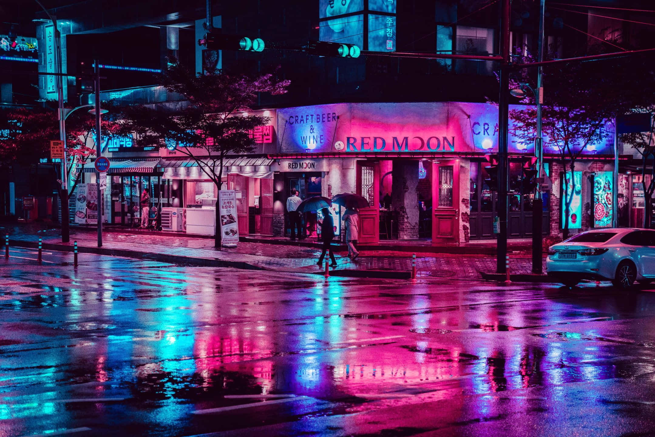 Đắm chìm trong khung cảnh rực rỡ của Thành phố Neon. Hình nền