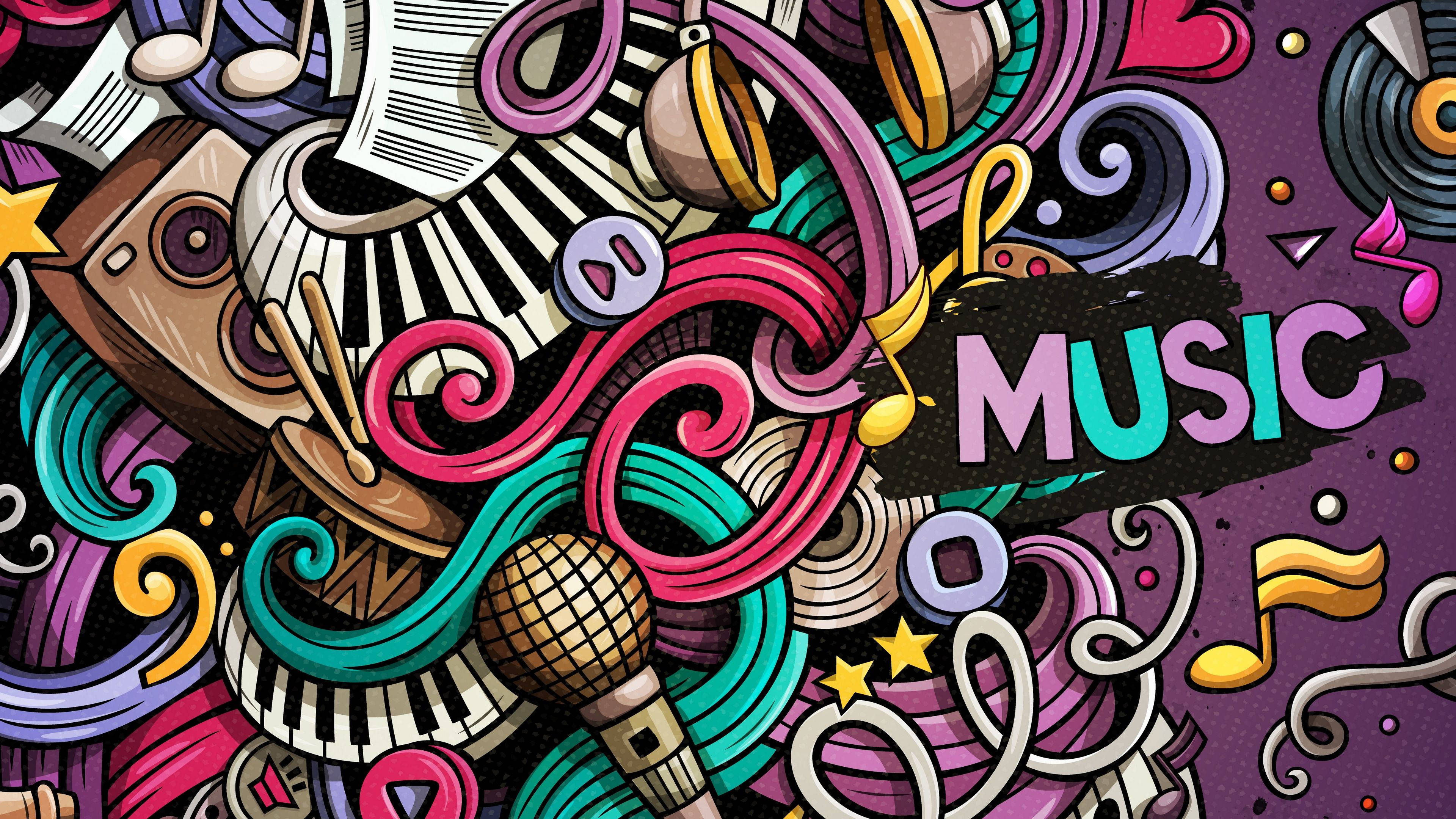 Âm nhạc 4K Doodle Hình nền