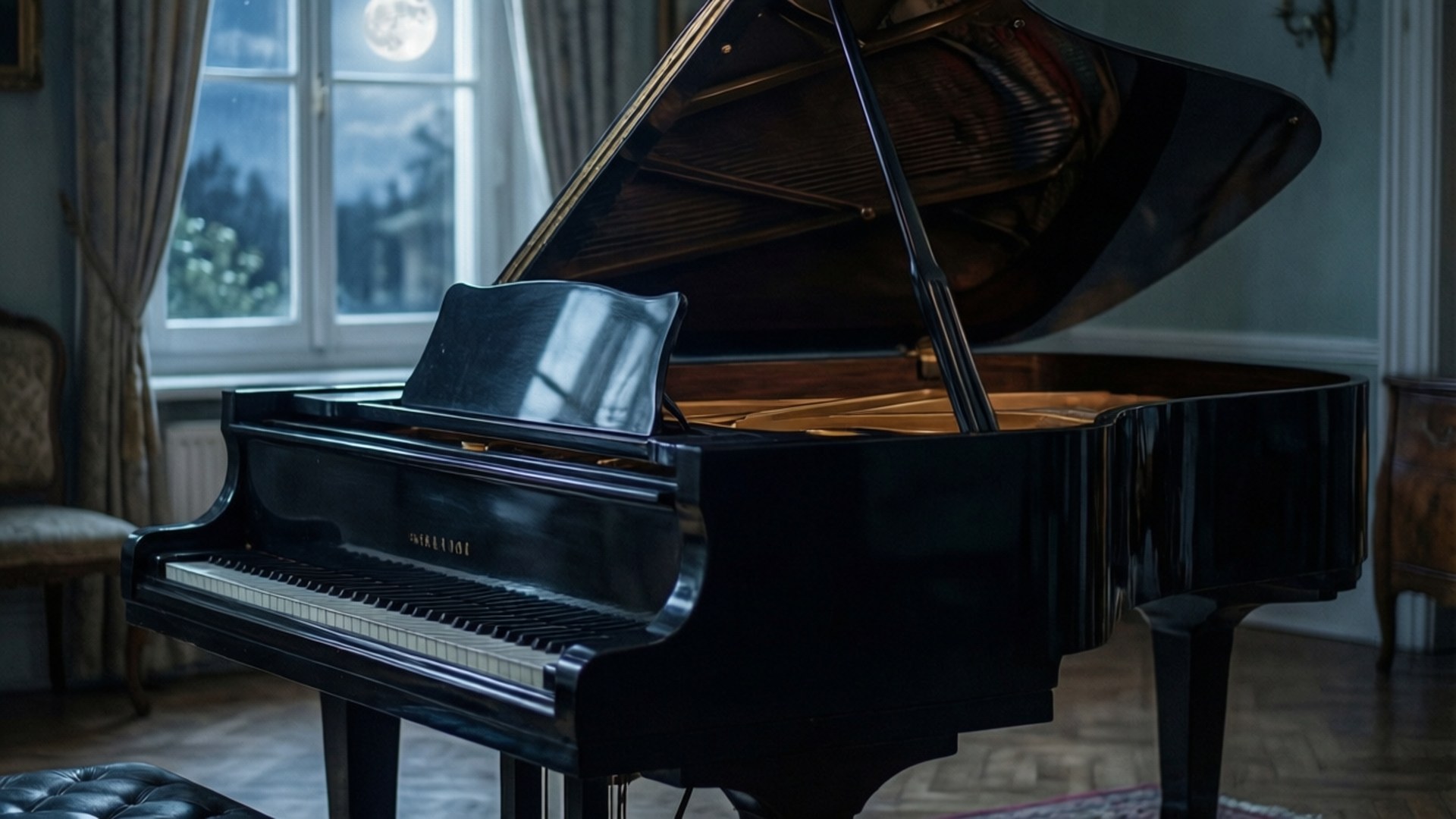 Đàn piano dưới ánh trăng Hình nền