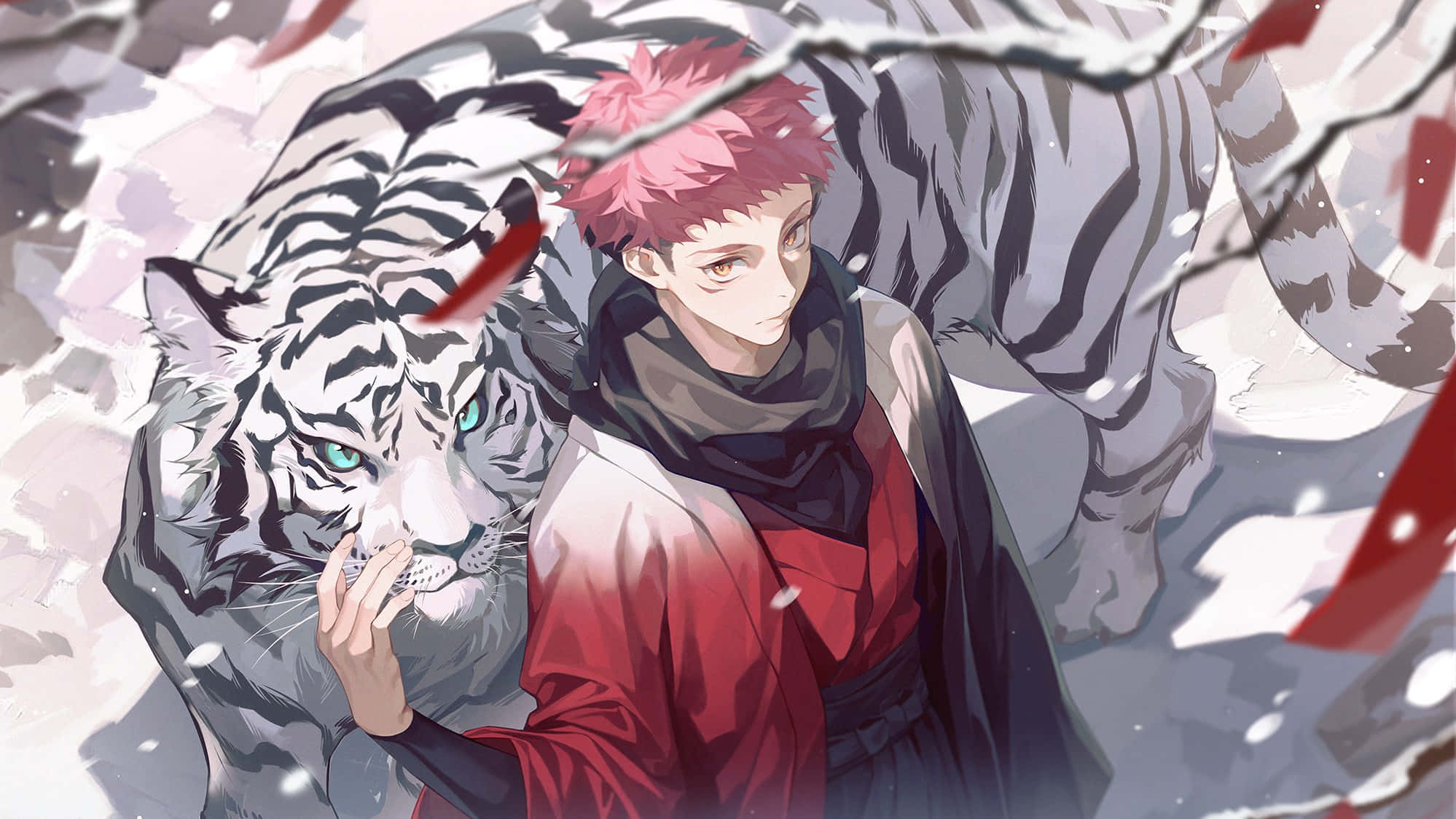 Ảnh đại diện anime Yuji với hổ trắng Hình nền