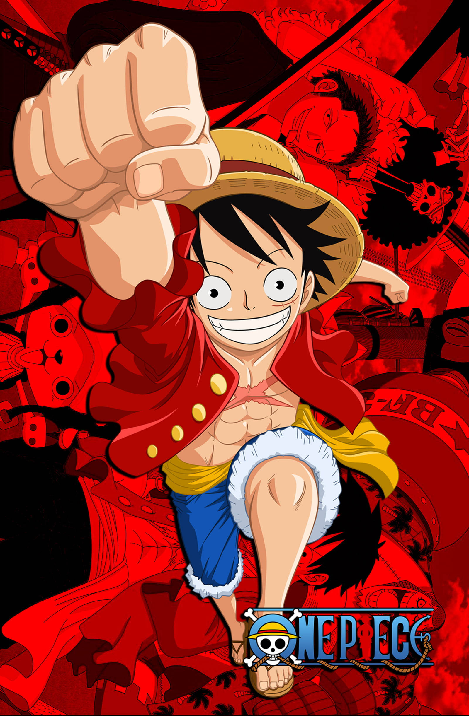 Ảnh Đại Diện Luffy One Piece Poster Đỏ Với Hải Tặc Hình nền