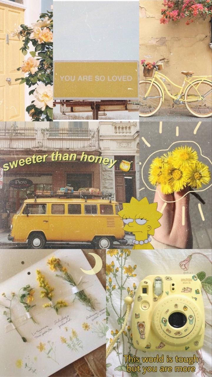 Ảnh chụp đồ vật vintage màu vàng Hình nền