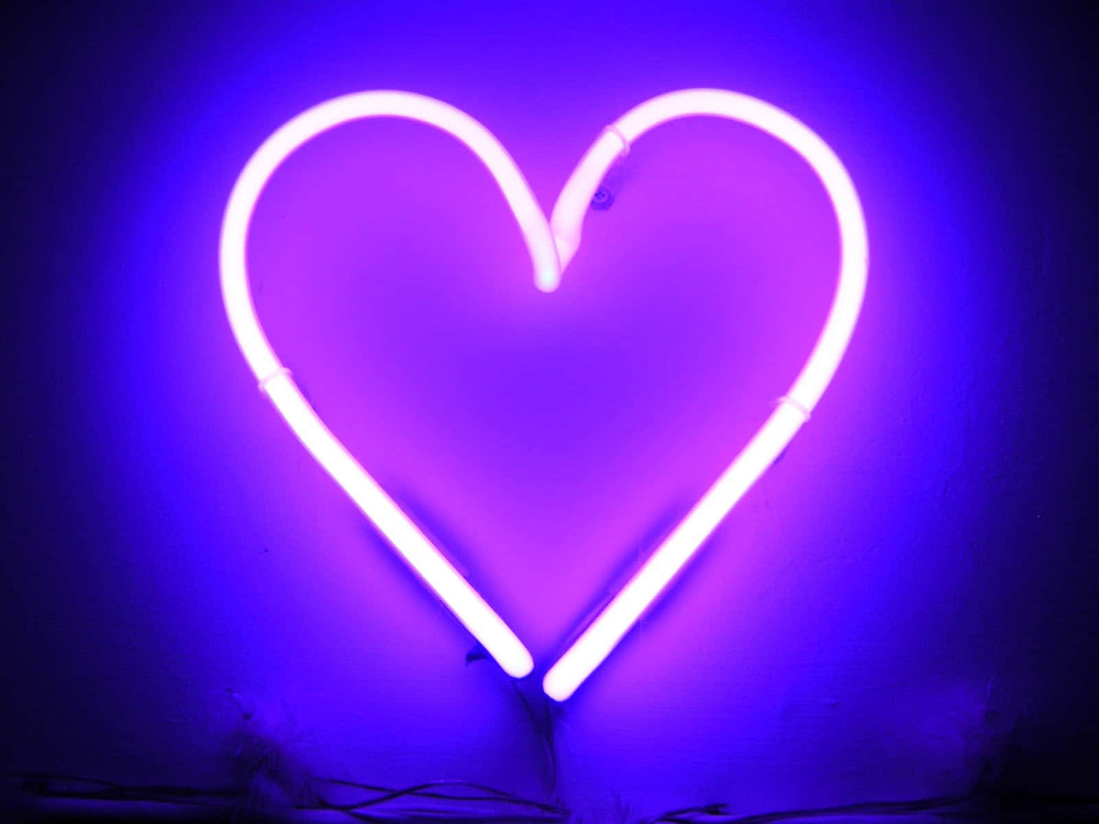 Ảnh chụp đèn neon hình trái tim màu tím tối giản Hình nền