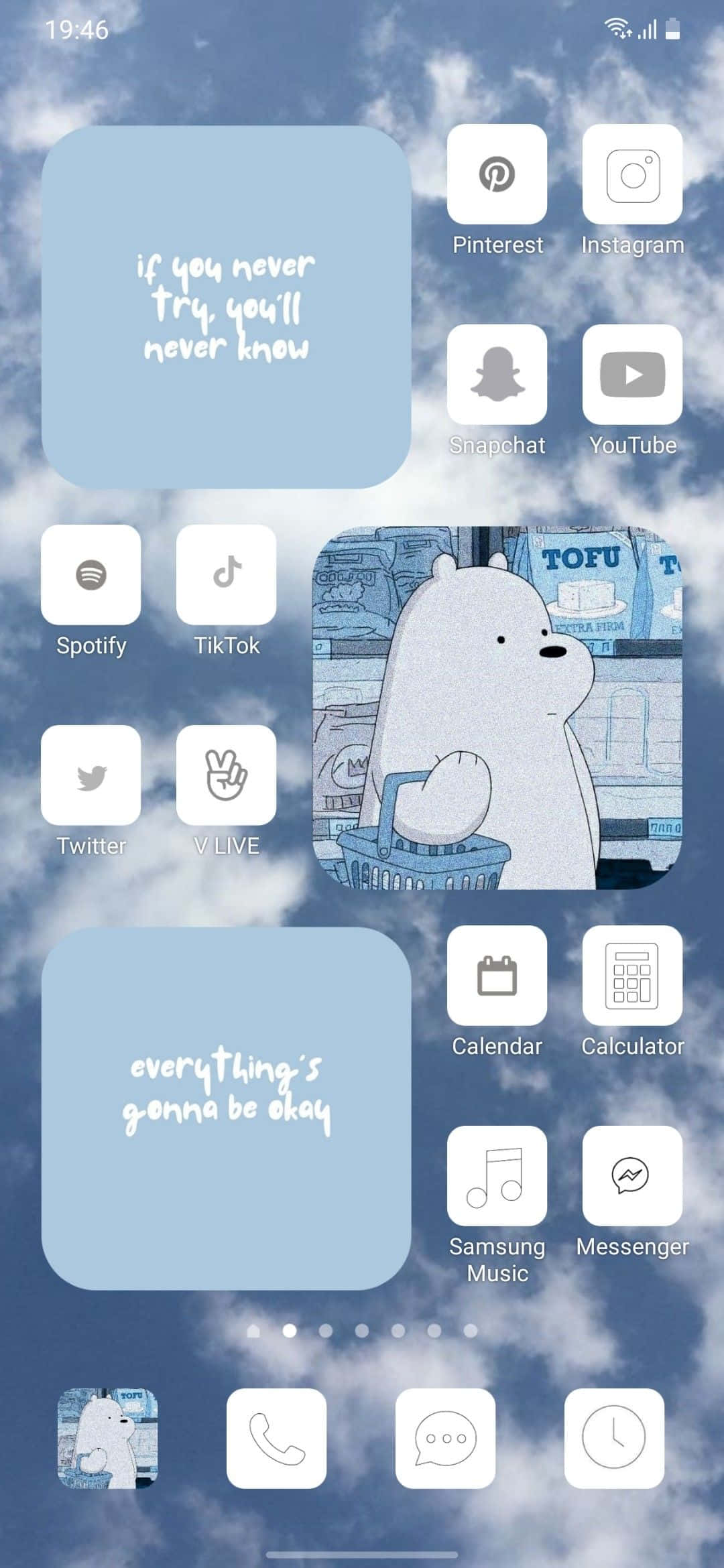 ảnh chụp màn hình ứng dụng iOS có hình chú gấu và bầu trời Hình nền