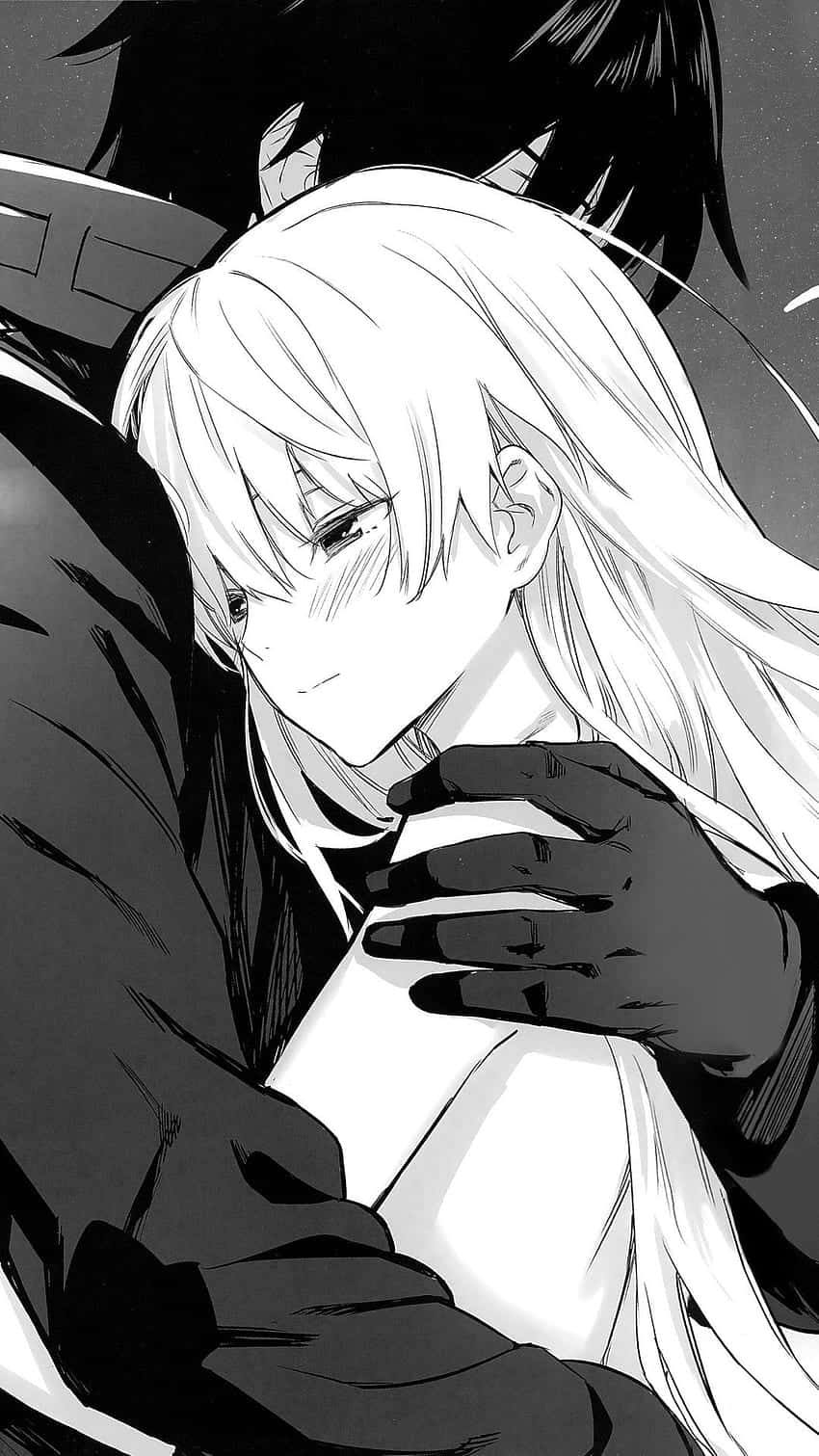 Ảnh đại diện anime đen trắng cặp đôi ôm nhau Hình nền