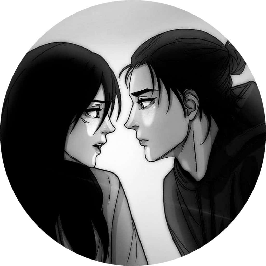 Ảnh đại diện anime đen trắng Mikasa và Eren Hình nền
