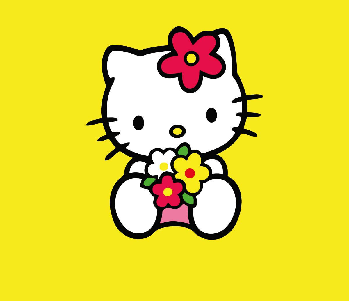 Ảnh đại diện Hello Kitty màu vàng với hoa