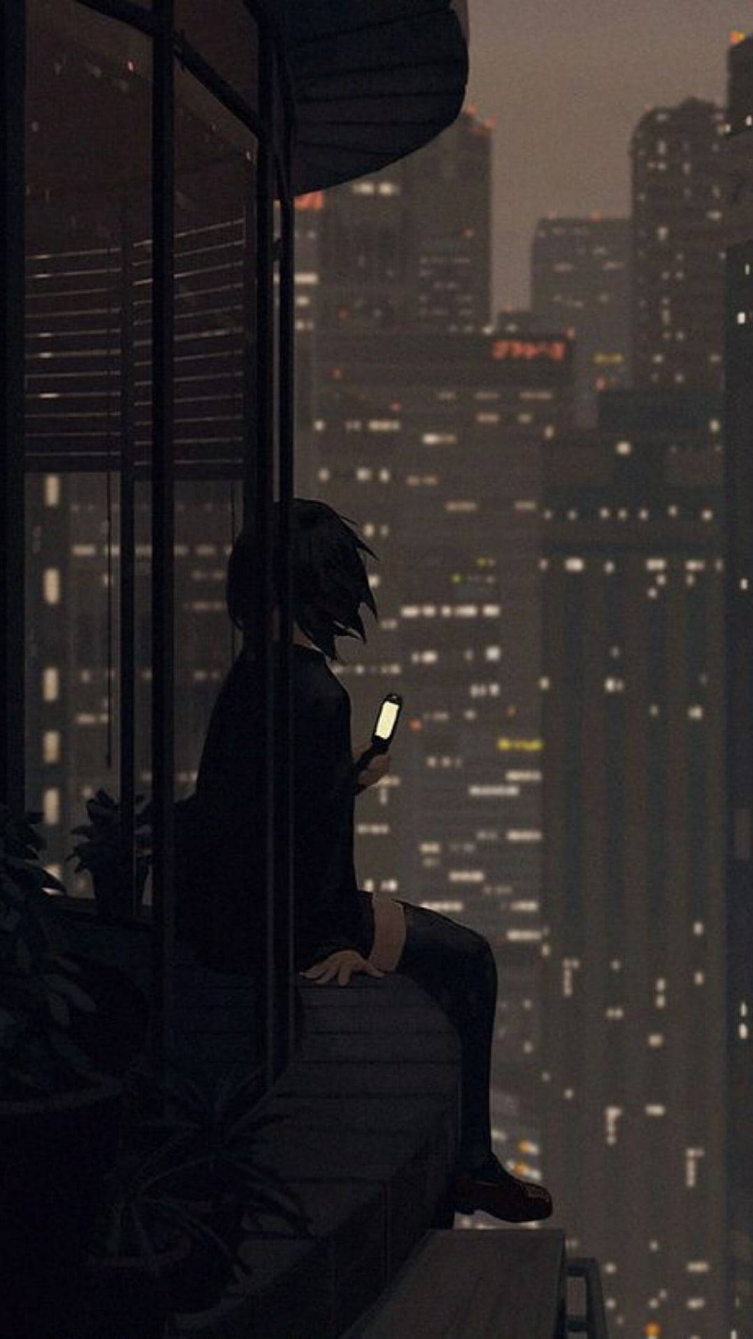 Ánh đèn thành phố buồn trong anime Hình nền