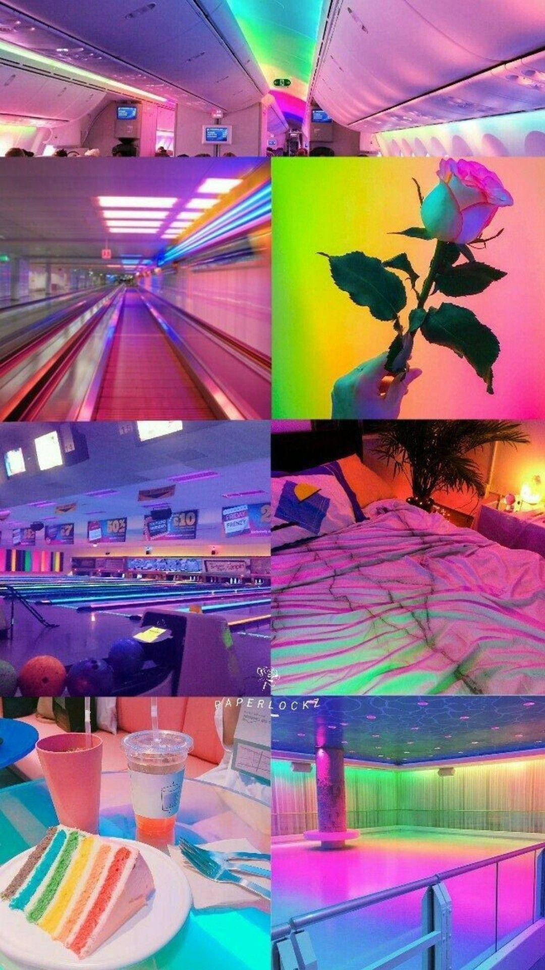 Ảnh ghép thẩm mỹ những địa điểm màu hồng neon Hình nền