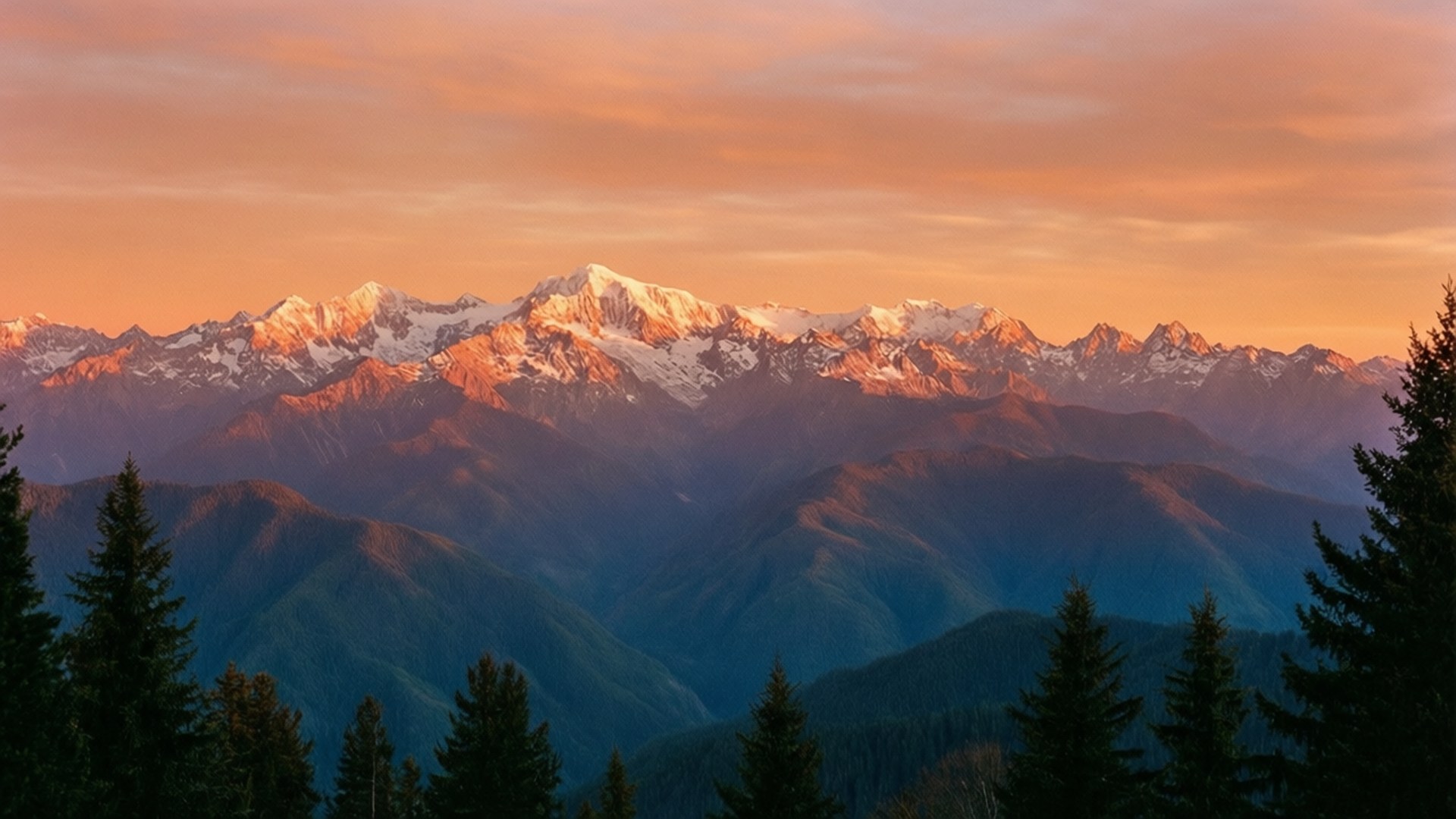 Ánh hoàng hôn trên dãy Alps Hình nền