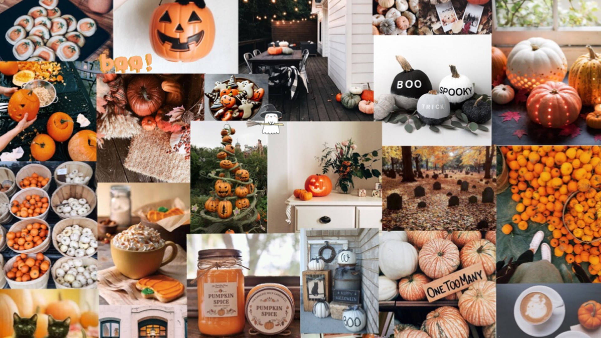 Ảnh nền Halloween dễ thương với ảnh ghép bí ngô Hình nền