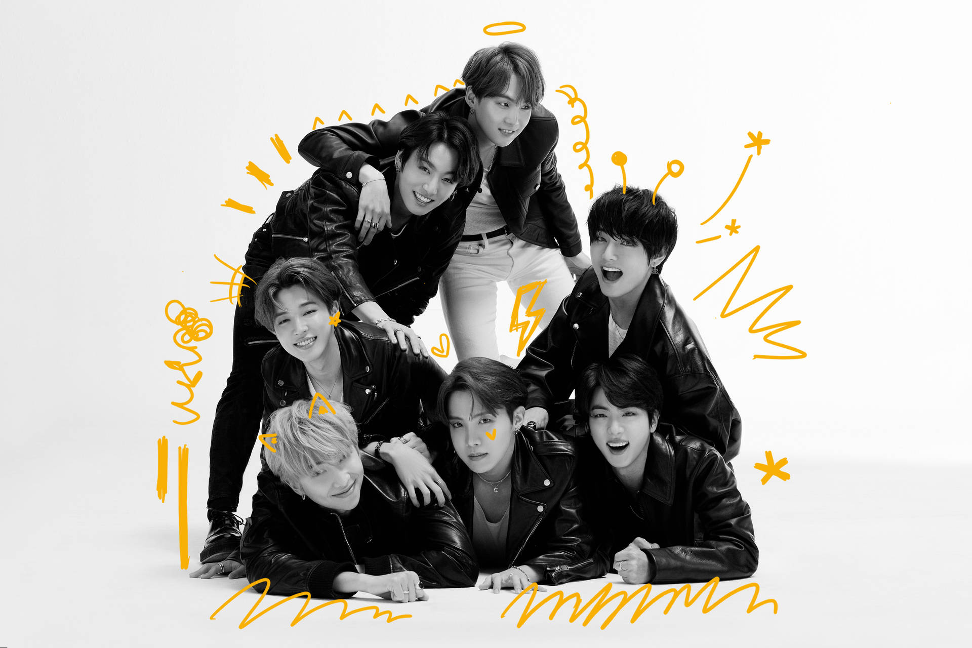 Ảnh nhóm BTS Dynamite đơn sắc