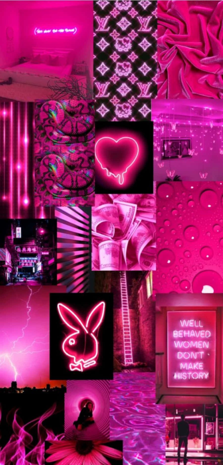Ánh sáng neon hồng và những bức ảnh màu hồng Hình nền