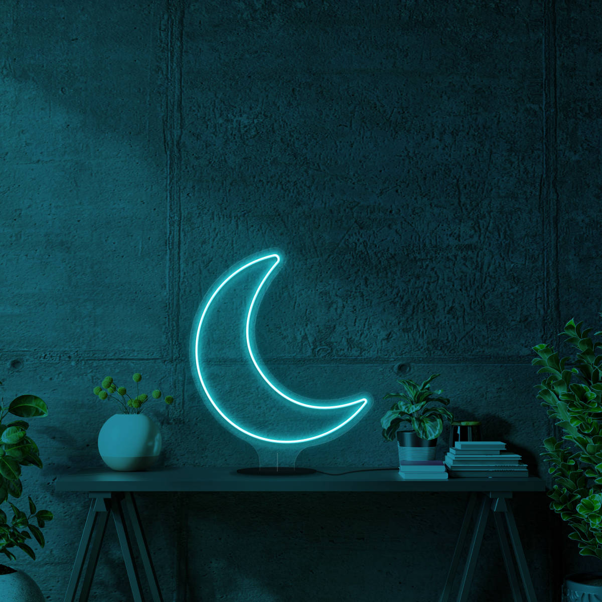 Ánh Trăng Neon Xanh Ngọc Hình nền
