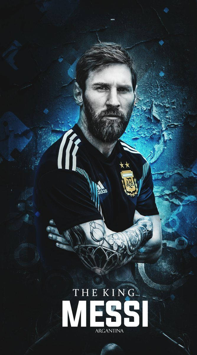 Hình nền Lionel Messi với dòng chữ "The King Messi Argentina"