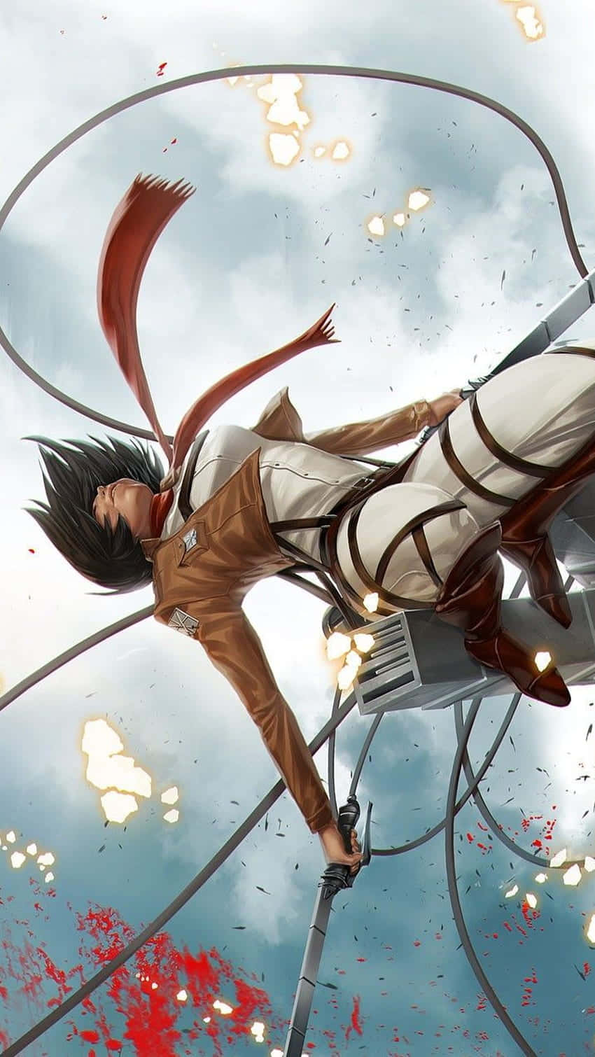 Anime Đấu Chí Titan Mikasa Ackerman Đang Rơi Hình nền