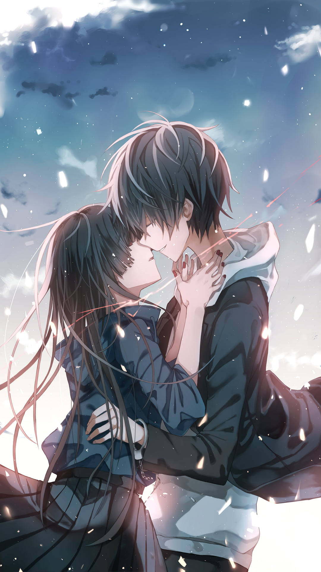 Anime Cặp Đôi Hôn Nhau Sợi Chỉ Đỏ Hình nền