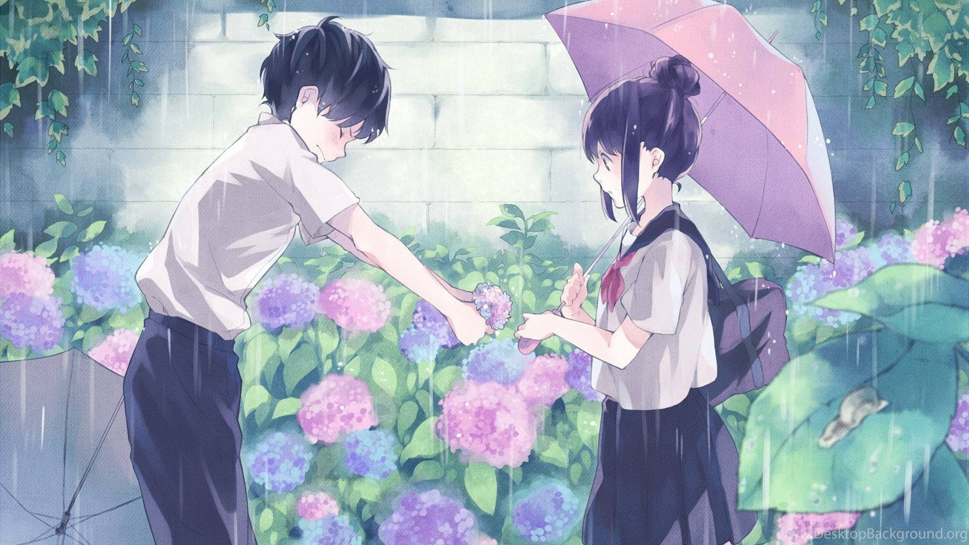 Anime dễ thương cảnh nam sinh trao thư cho nữ sinh Hình nền
