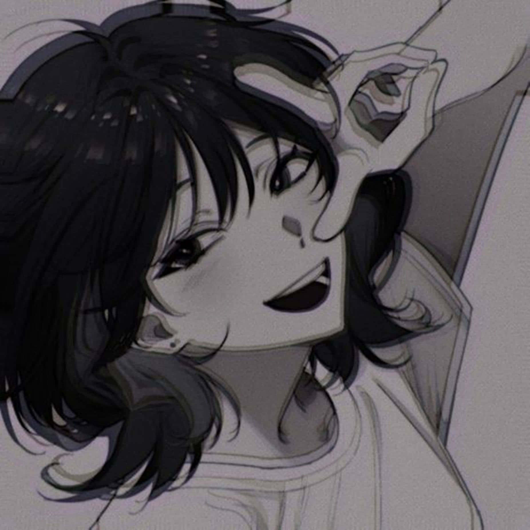 Anime Girl Pfp Giơ Dấu Hòa Bình Hình nền