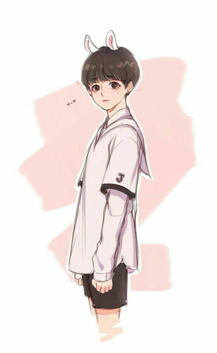Anime Jungkook Phong Cách Dễ Thương Màu Hồng Cho Điện Thoại Hình nền