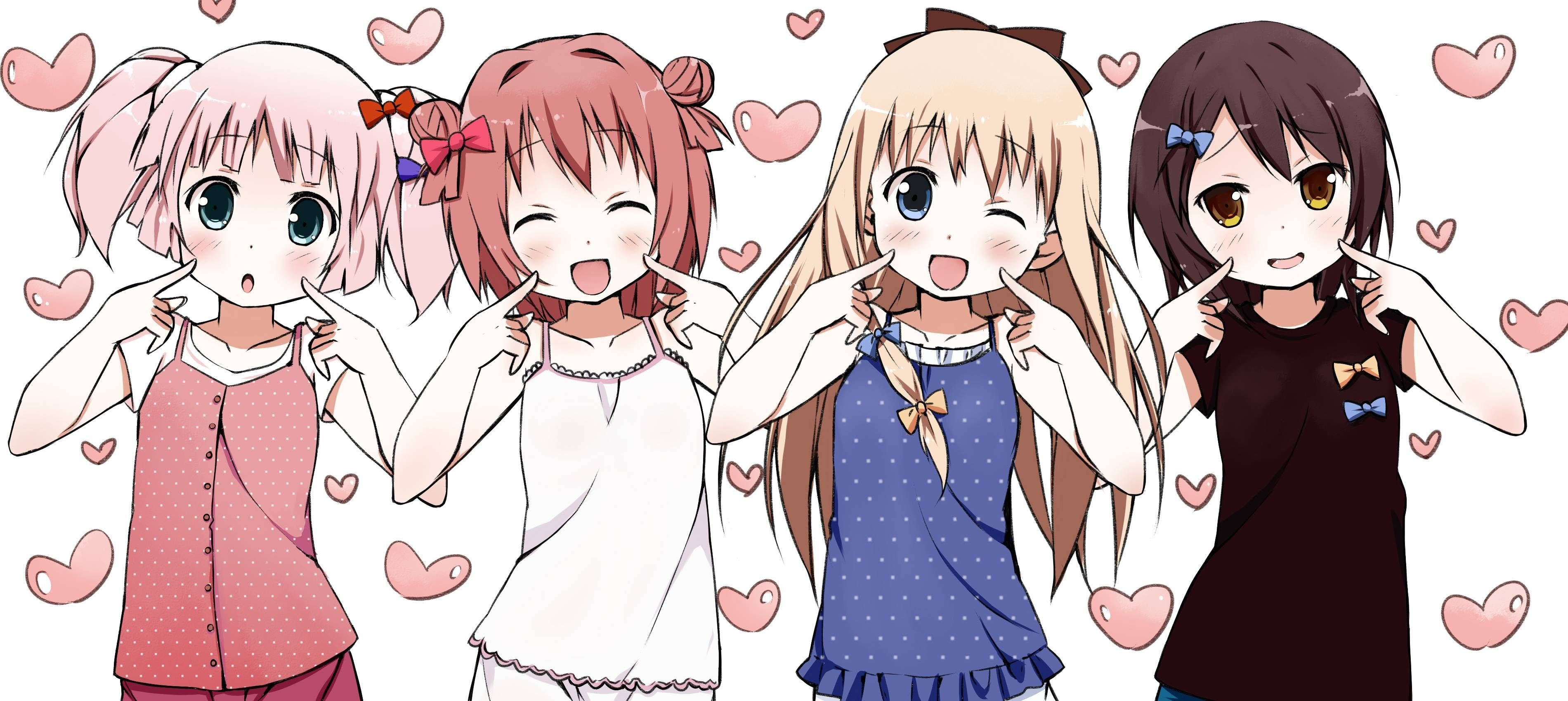 Anime Lesbian Trái Tim Hồng Hình nền