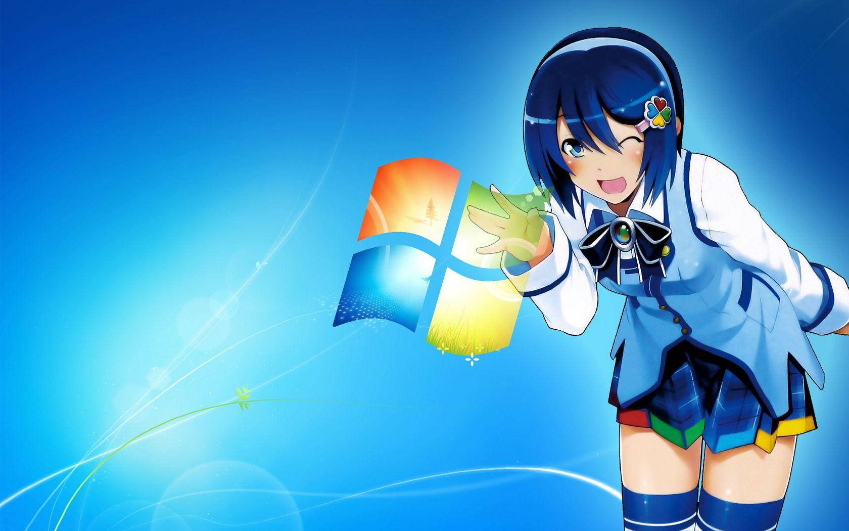 Anime Meme PFP Cô Gái Xanh Microsoft Hình nền
