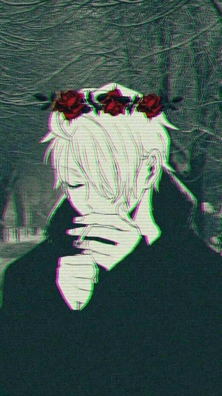 Anime nam đội vương miện hoa hồng dễ thương Hình nền